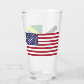 Patriotische Glastasse mit der Fahne von Monterey Glas (Rückseite)