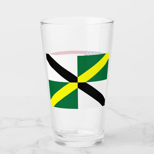 Patriotische Glastasse mit der Fahne von Monterey Glas (Vorderseite)