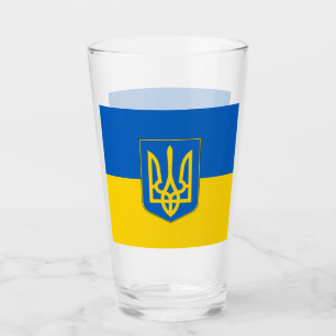 Patriotische Glastasse mit der Flagge der Ukraine Glas