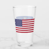 Patriotische Glastasse mit der Flagge New Yorks Glas (Rückseite)