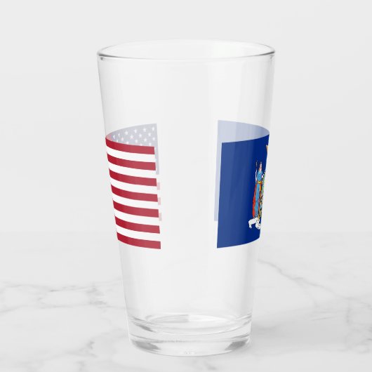 Patriotische Glastasse mit der Flagge New Yorks Glas (Rechts)
