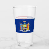 Patriotische Glastasse mit der Flagge New Yorks Glas (Vorderseite)