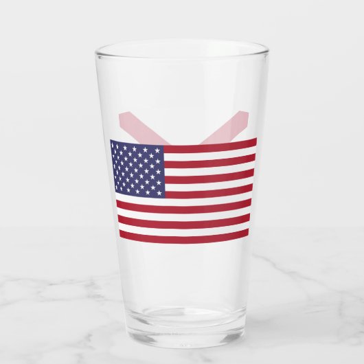 Patriotische Glastasse mit der Flagge von Alabama, Glas (Rückseite)