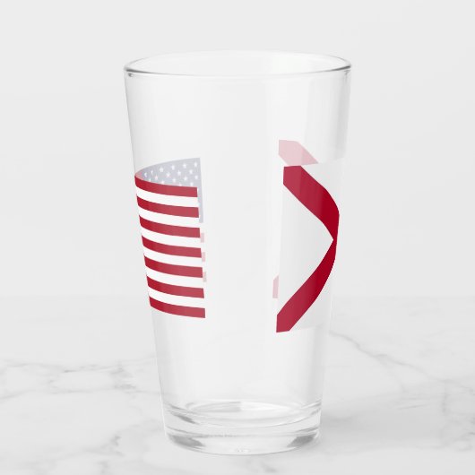 Patriotische Glastasse mit der Flagge von Alabama, Glas (Rechts)