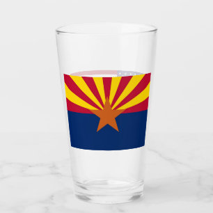 Patriotische Glastasse mit der Flagge von Arizona, Glas