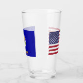 Patriotische Glastasse mit der Flagge von Kansas Glas (Links)