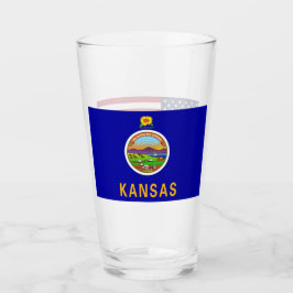 Patriotische Glastasse mit der Flagge von Kansas Glas