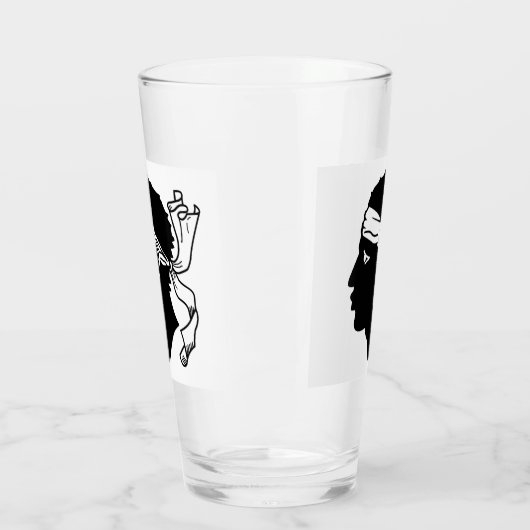 Patriotische Glastasse mit der Flagge von Korsika, Glas (Links)