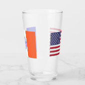 Patriotische Glastasse mit der Flagge von New York Glas (Links)