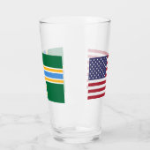 Patriotische Glastasse mit der Flagge von Portland Glas (Links)