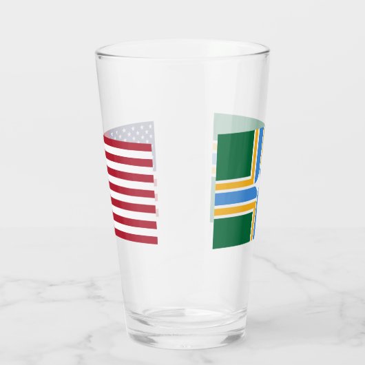 Patriotische Glastasse mit der Flagge von Portland Glas (Rechts)