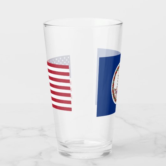 Patriotische Glastasse mit der Flagge von Virginia Glas (Rechts)