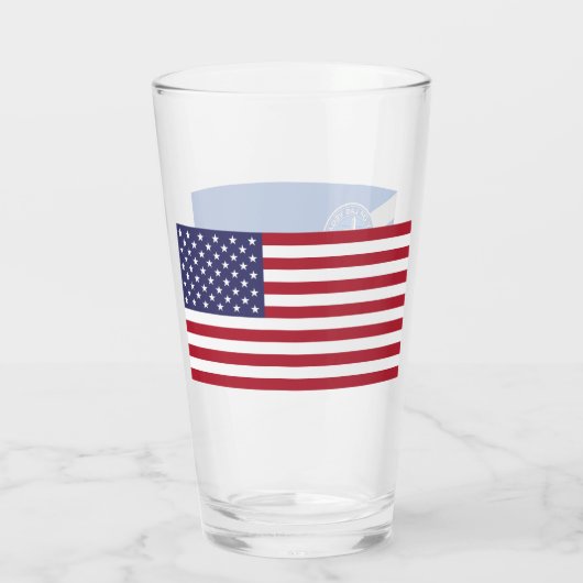 Patriotische Glastasse mit Fahne von Las Vegas Glas (Rückseite)
