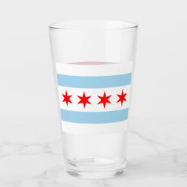 Patriotische Glastasse mit Flagge Chicagos Glas