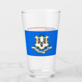 Patriotische Glastasse mit Flagge von Connecticut Glas