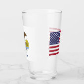 Patriotische Glastasse mit Flagge von Illinois Glas (Links)