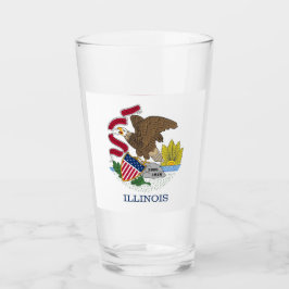 Patriotische Glastasse mit Flagge von Illinois Glas
