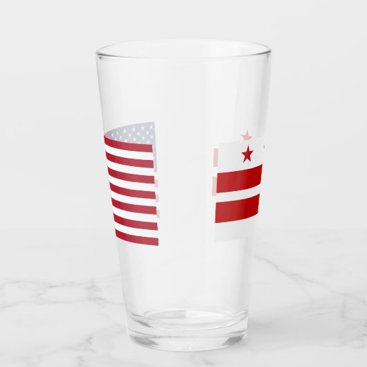 Patriotische Glastasse mit Flagge von Washington D Glas (Rechts)