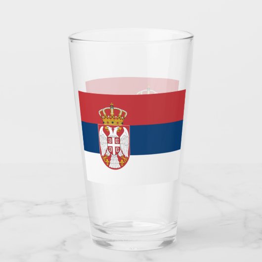 Patriotische Glastasse mit serbischer Flagge Glas (Vorderseite)