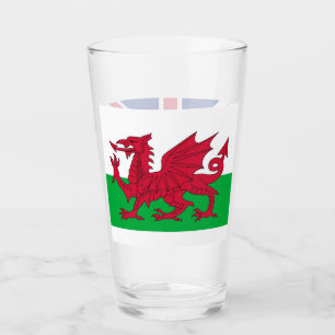Patriotische Glastasse mit Wales-Flagge Glas