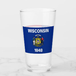 Patriotische Glastasse mit Wisconsin-Fahne Glas