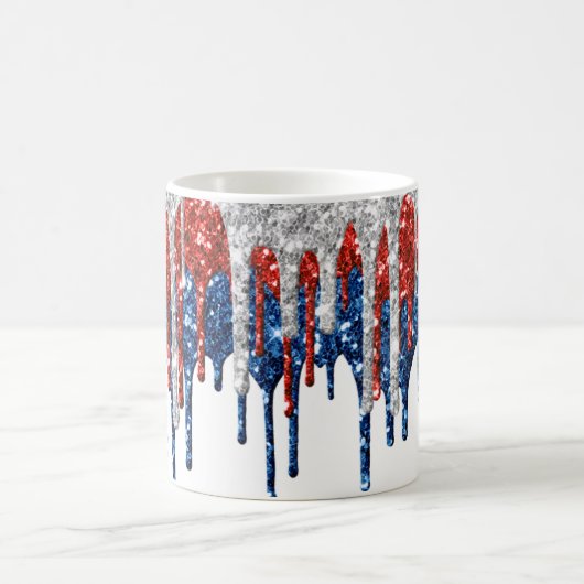 Patriotische Glitzer-Tropfen Kaffeetasse (Mittel)