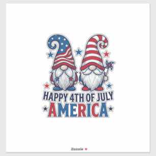 Patriotische Gnome Frohes 4. Juli Amerika Shirt_1 Aufkleber