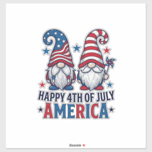 Patriotische Gnome Frohes 4. Juli Amerika Shirt_1 Aufkleber