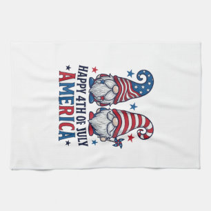 Patriotische Gnome Frohes 4. Juli Amerika Shirt_1 Geschirrtuch