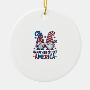 Patriotische Gnome Frohes 4. Juli Amerika Shirt_1 Keramik Ornament