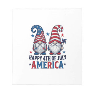 Patriotische Gnome Frohes 4. Juli Amerika Shirt_1 Notizblock