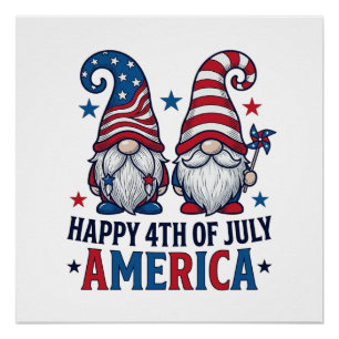 Patriotische Gnome Frohes 4. Juli Amerika Shirt_1 Poster