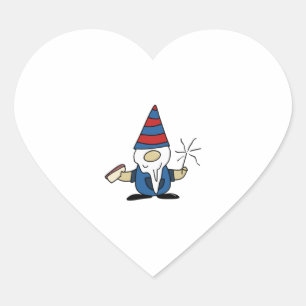 Patriotische Gnome Herz-Aufkleber