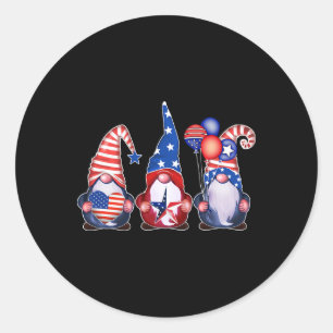 Patriotische Gnomes 4. Juli Unabhängigkeitstag Fra Runder Aufkleber