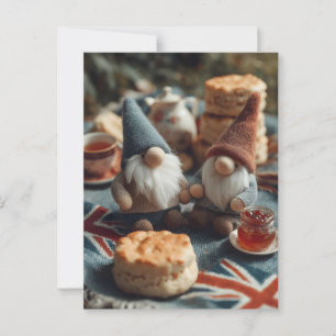 Patriotische Gnomes genießen Britischen Nachmittag Postkarte
