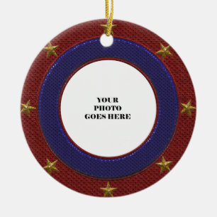 Patriotische Gold Stars Foto Rahmen Runde Ornament