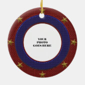 Patriotische Gold Stars Foto Rahmen Runde Ornament (Hinten)