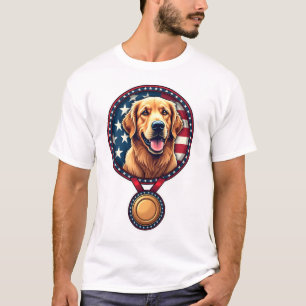 Patriotische Golden Retriever Medaille Vintage T-S T-Shirt