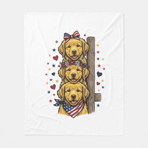 Patriotische Golden Retriever Welpen Vintage-Shirt Fleecedecke