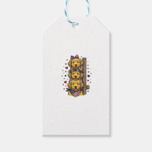 Patriotische Golden Retriever Welpen Vintage-Shirt Geschenkanhänger