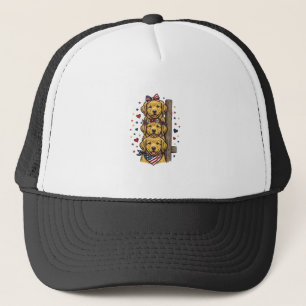 Patriotische Golden Retriever Welpen Vintage-Shirt Truckerkappe
