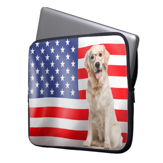 Patriotische Goldene Flagge Laptopschutzhülle (Vorderseite Links)