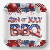 Patriotische GRILLEN 4. Juli Pappteller (Vorderseite)