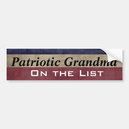 Patriotische Großmutter auf der Liste Autoaufkleber (Vorne)