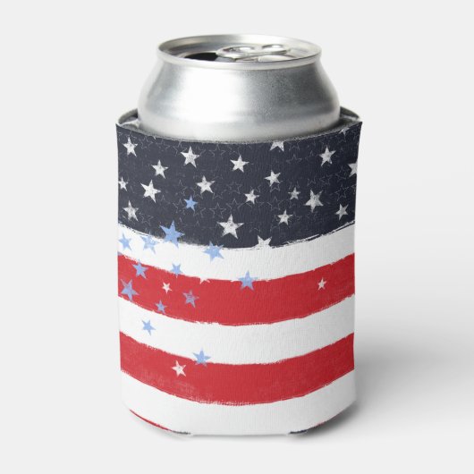 Patriotische Grunge US Flagge Dosenkühler (Kanne Vorderseite)
