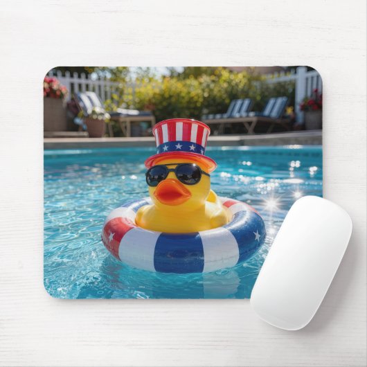 Patriotische Gummiente in einem Pool Mousepad (Mit Mouse)