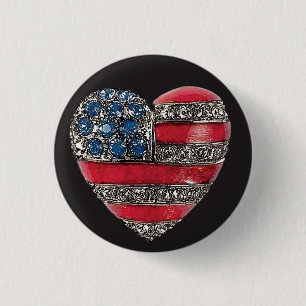 Patriotische Herz ~ Knopf-amerikanische Flagge Button