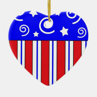 Patriotische Herz-Weihnachtsverzierung Keramikornament