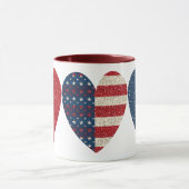 Patriotische Herzen 4. Juli Feier 11 oz Tasse (Zentrum)