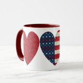 Patriotische Herzen 4. Juli Feier 11 oz Tasse (Vorderseite Links)